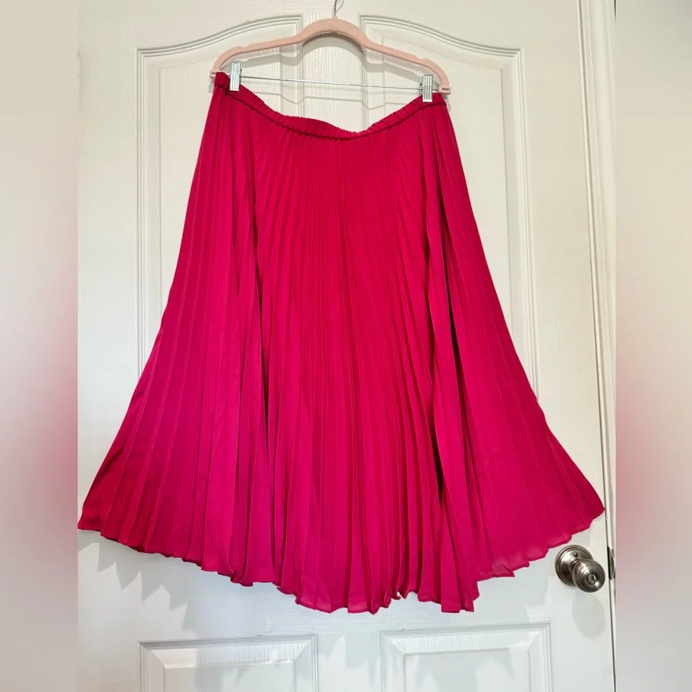 St John Pleated Skirt — 32” long — New w/out tags
Color: Pink Cherry - Picture 1 of 3
